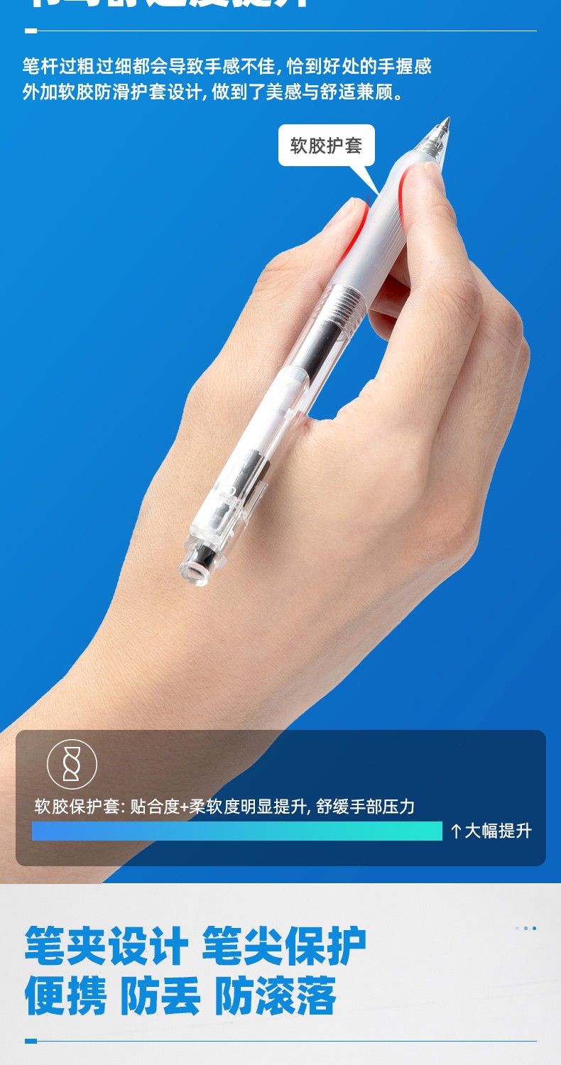 得力(deli)臻顺滑按动中性笔无印风签字笔 学生办公笔 ins冷淡风 0.