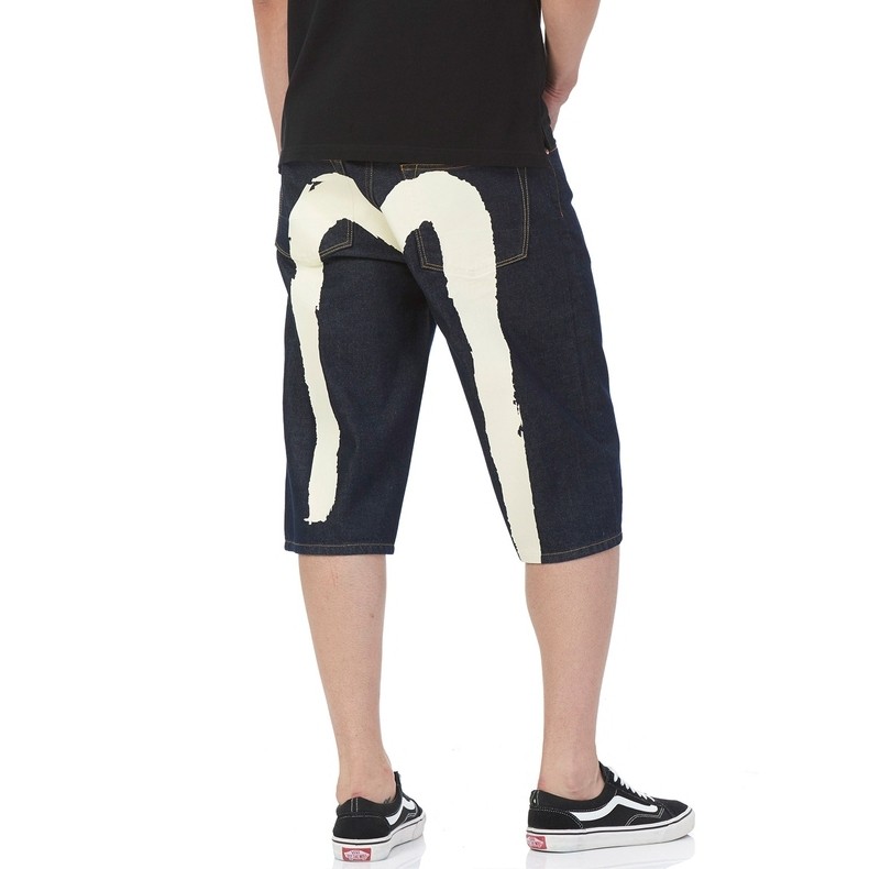 evisu 19ss 男士大m印花牛仔短裤 1esadm9ds131xx 牛仔蓝 36