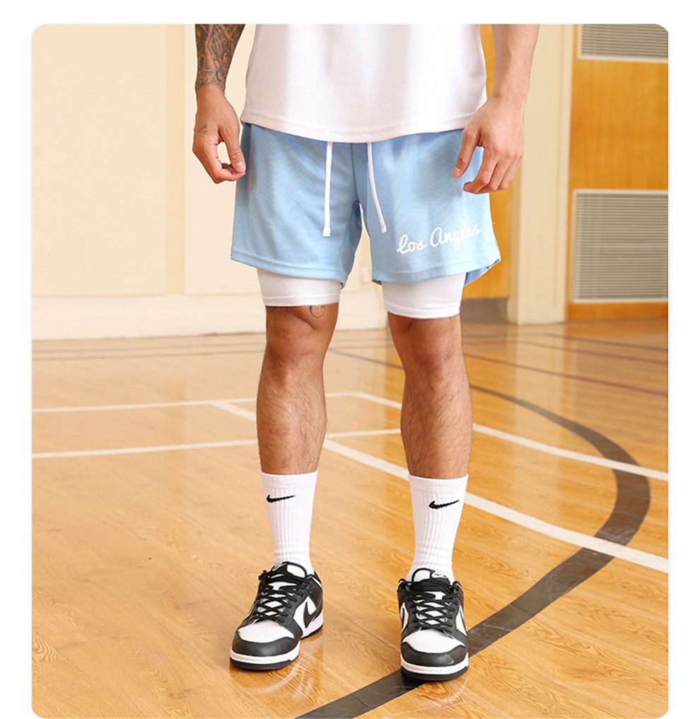 yuanhefeng美式短裤男篮球裤假两件运动裤跑步夏季透气训练速干健身三