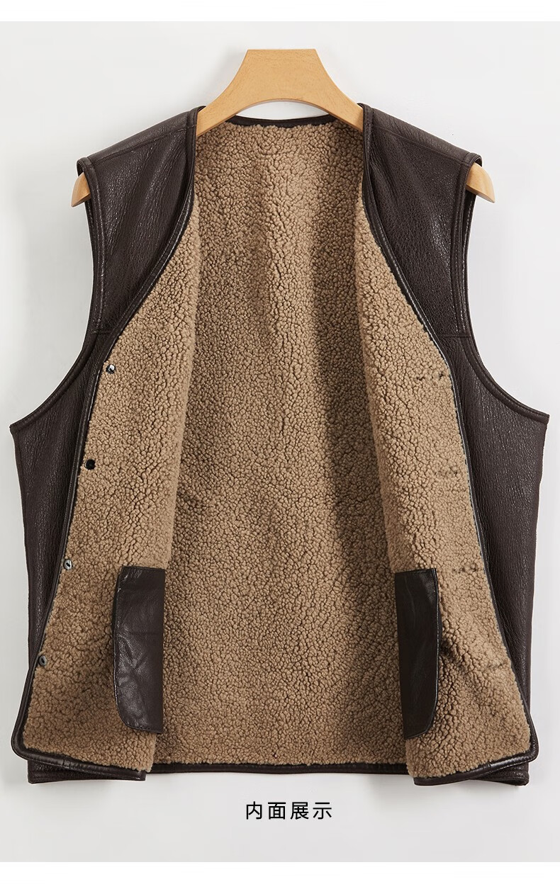 男皮毛一体背心绵羊皮马夹背心秋冬季保暖羊毛坎肩黑色澳洲羊皮毛xxl