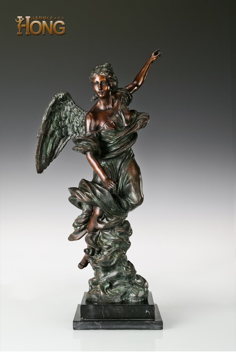 时光物语铜雕天使报喜铜工艺品欧式人物雕塑酒店办公室家居客厅摆件