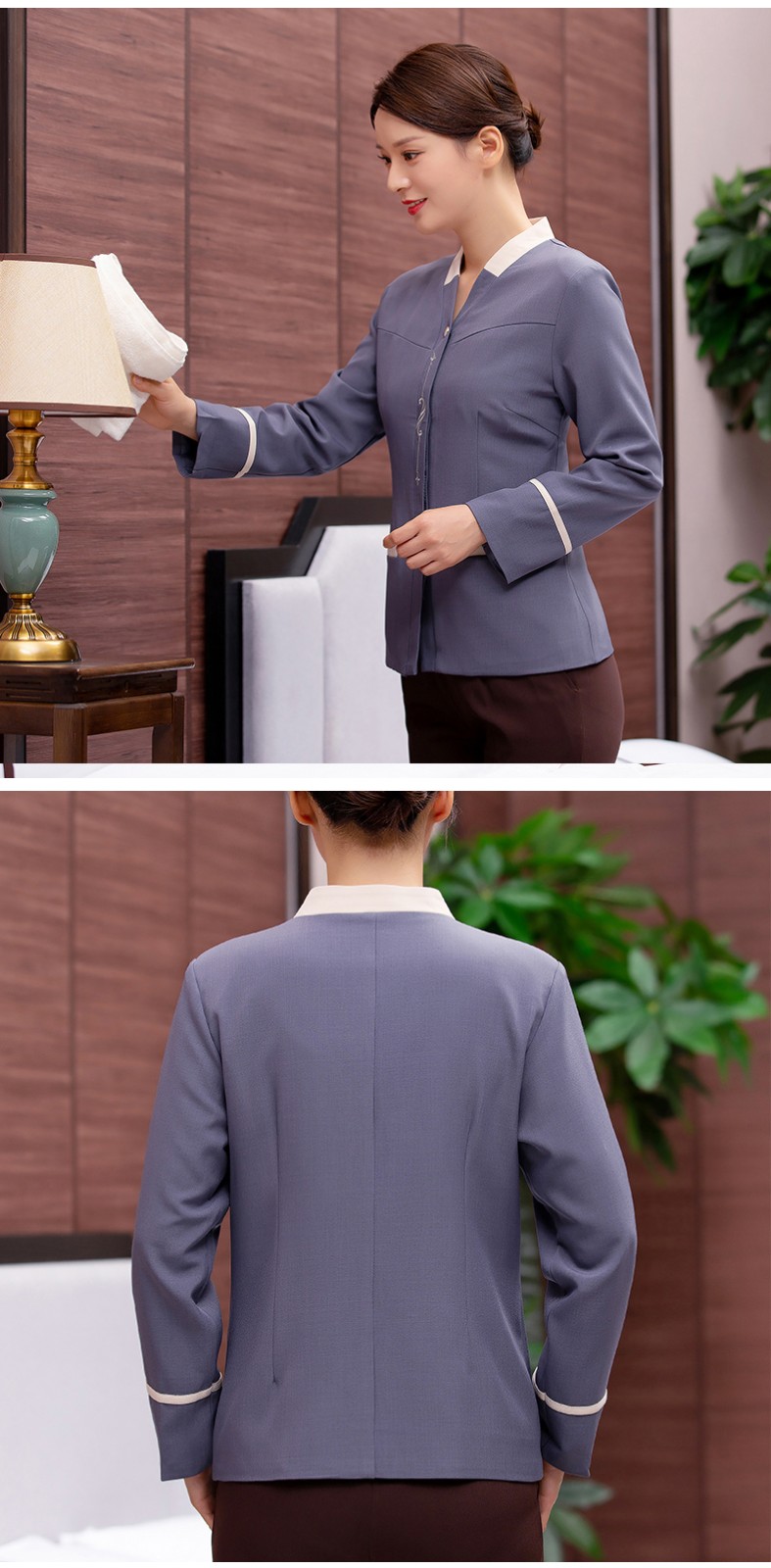 保洁工作服长袖秋冬装套装物业酒店保洁员工作服宾馆客房阿姨服装定制