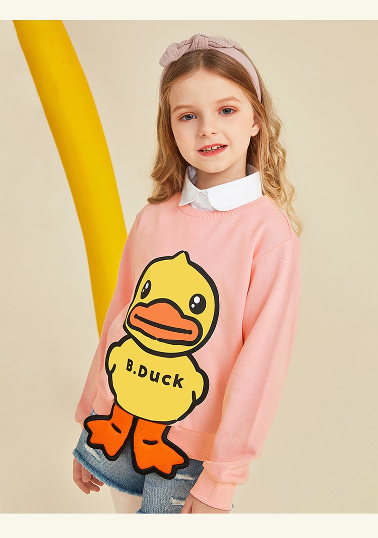 bduck小黄鸭童装男童炸街卫衣春季儿童长袖立体鸭掌女童上衣米白110cm