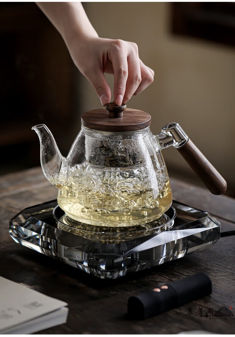 慕芳阁(monfongo) 煮茶器玻璃烧水壶高档水晶电陶炉静音家用煮茶壶