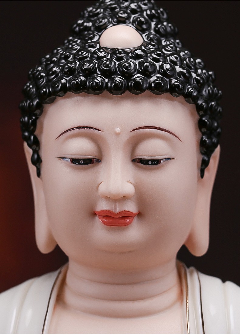 造趣zaoqu如来佛坐莲释迦牟尼佛供奉佛像佛教陶瓷摆件16寸白瓷