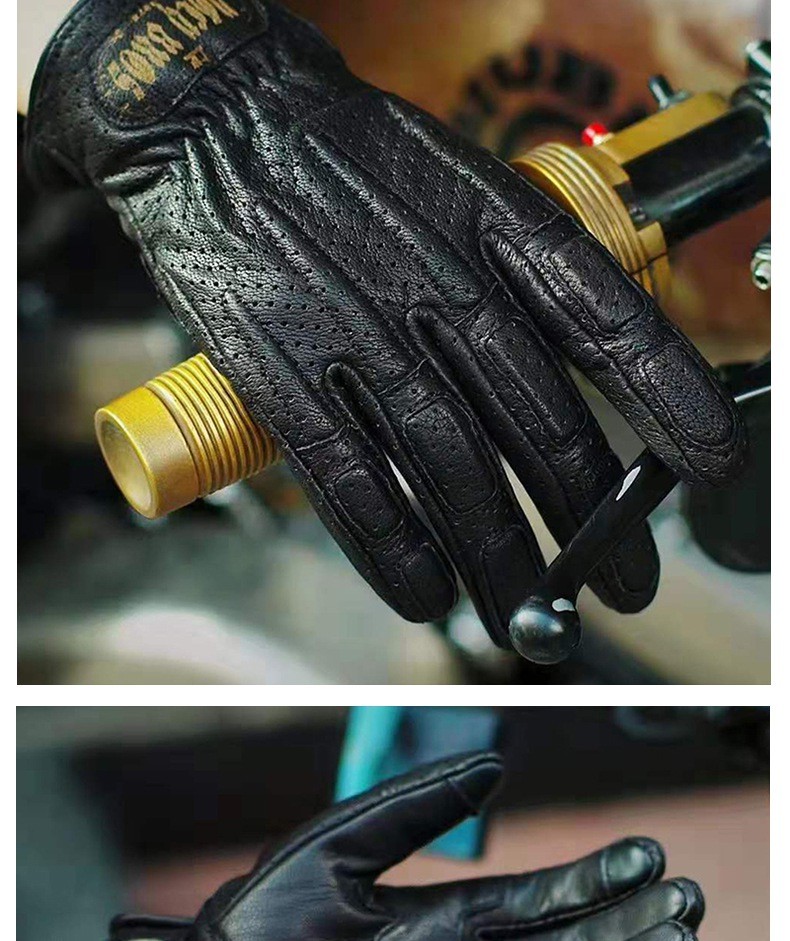 uglybros摩托车手套夏季透气真羊皮机车防摔触屏复古哈雷防护真皮骑行