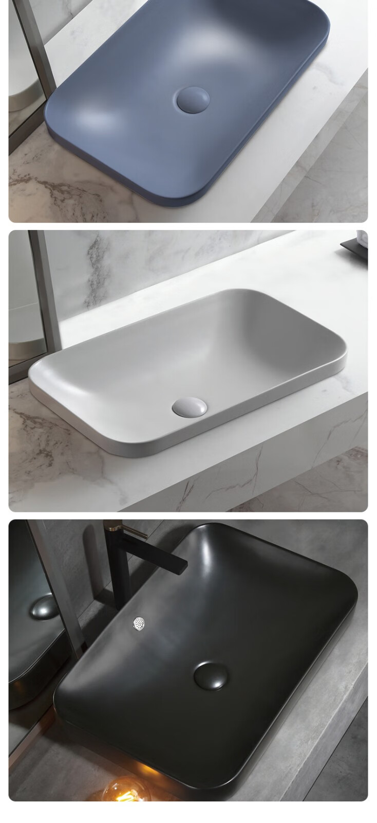 意狄讴台中盆半嵌入式洗手盆单盆卫生间阳台陶瓷洗脸盆面盆yt061亮