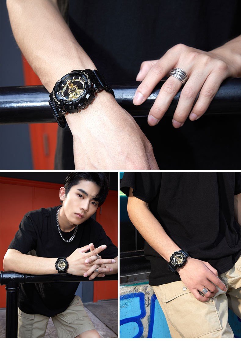 卡西欧手表casio黑金黑武士gshock男士明星代言运动石英日韩腕表防水