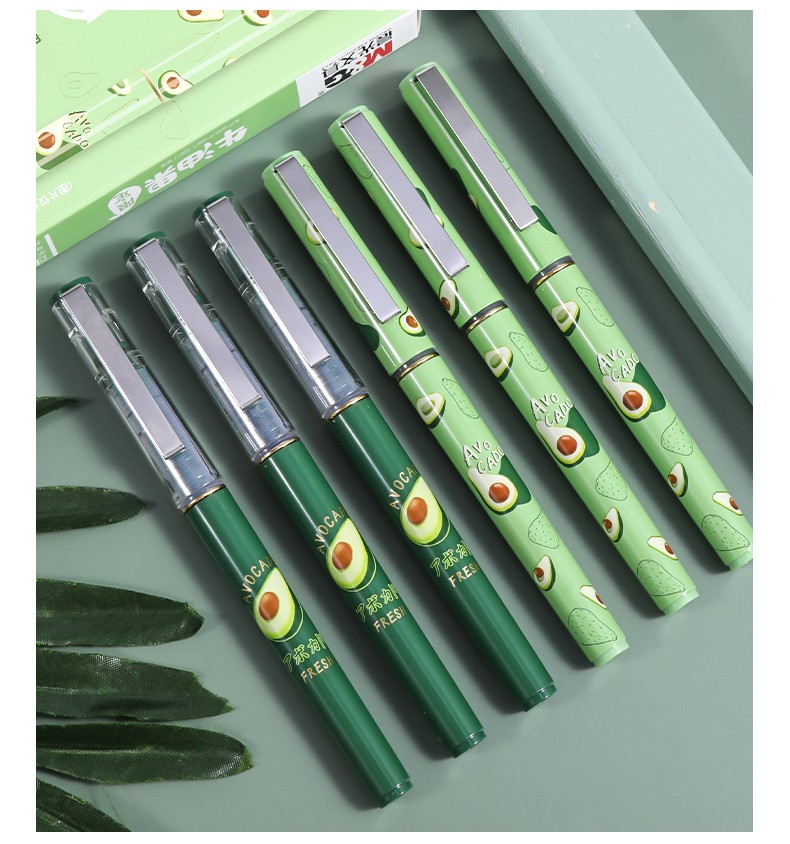 晨光速干直液式中性笔卡通水果牛油果限定走珠笔05黑色办公签字笔学生