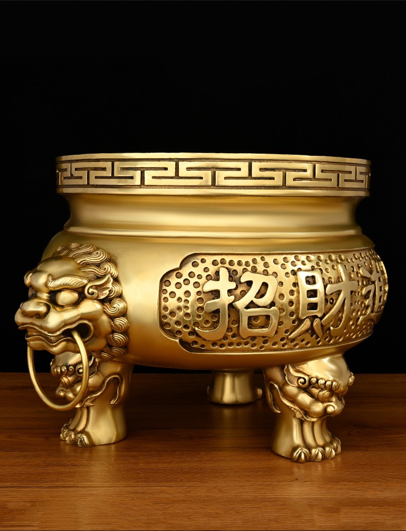 龙美佳纯铜三足香炉有求必应香炉特大号中式家居客厅摆放寺庙供奉香炉