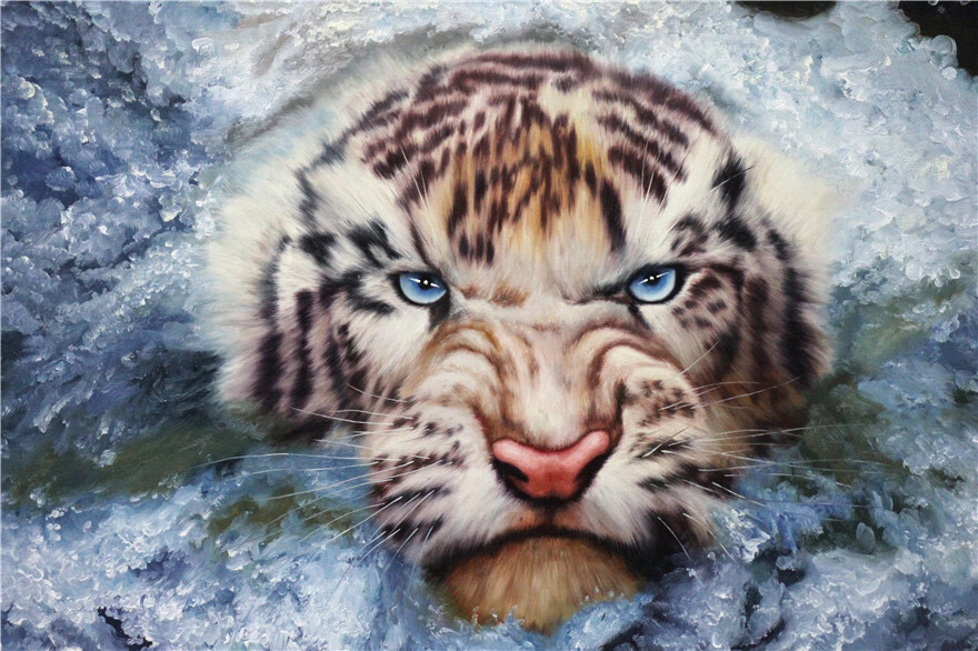 朝鲜一级画家 金英哲 《老虎》g1053 动物油画