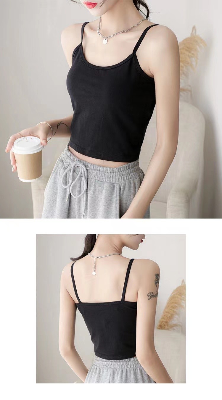 feerijt潮流小吊带背心女舒适性感露脐抹胸打底内衣外穿潮流女白色