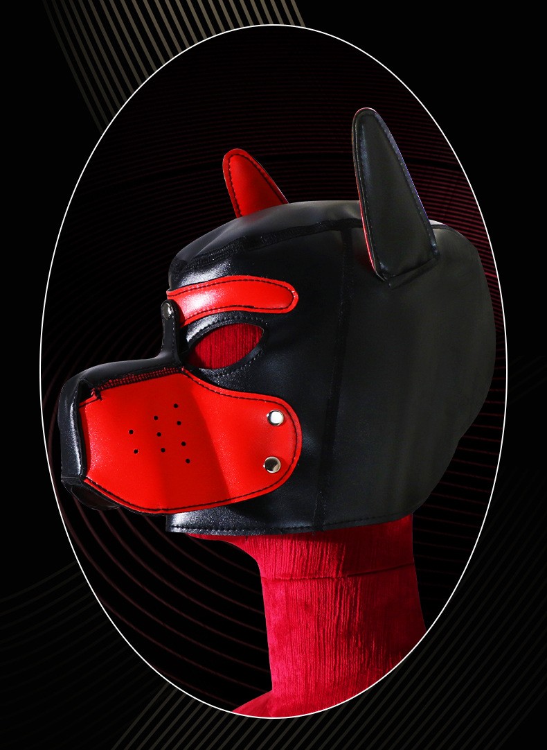 情趣头套软弹力皮革头套模拟狗狗面具角色扮演遮挡全包露眼面罩 另类