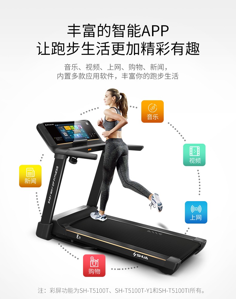 官方旗舰推荐舒华跑步机家用智能微信互联e9可折叠静音室内健身房走步