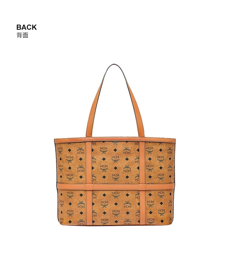 mcm新款奢侈品女包菜篮子包专柜款经典干邑色托特包logo印花女士手提