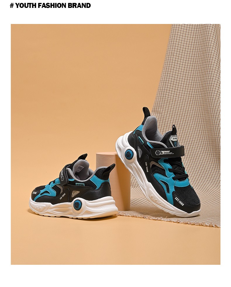 七波辉大童男鞋儿童运动鞋男童跑步鞋2022年秋季新款网面透气舒适软底