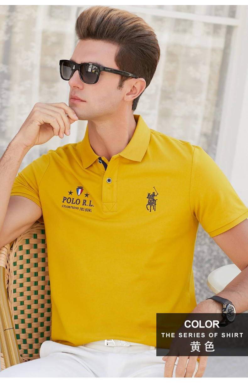 michaelsmithpolo衫男2021新款潮流男式短袖纯色休闲大码翻刺绣保罗t