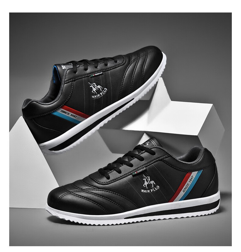 品牌奈客保罗男鞋男春秋季厚底增高休闲运动鞋子百搭时尚跑步鞋防水皮