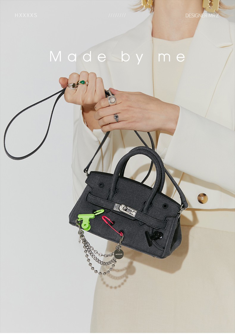 hxxxxs原创设计师款水洗朋克牛仔包女士包包单肩斜挎包手提包包女包