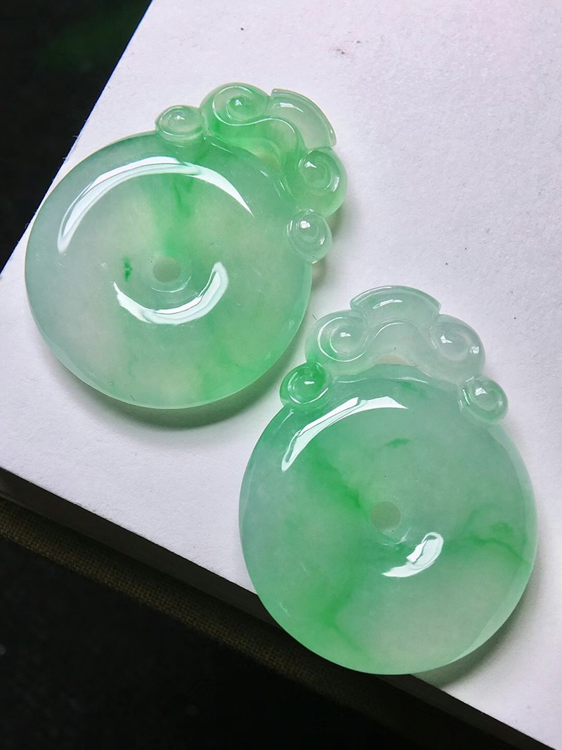 源头翡翠 翡翠飘花福贝裸石一对缅甸天然翡翠玉石珠宝31.3/23.9/5.