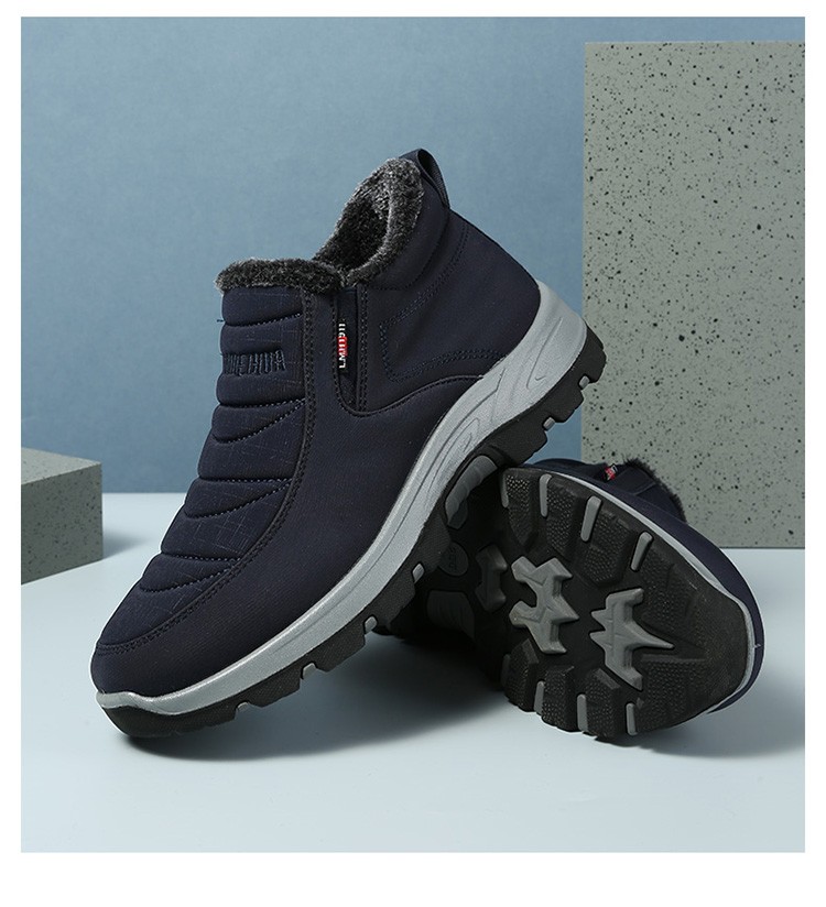 老美华冬季老人保暖加绒棉鞋男鞋爸爸鞋休闲健步老人鞋黑色44