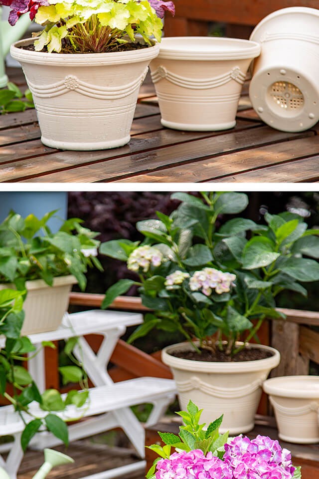 树脂波纹花盆阳台室外塑料花盆多肉大口径加厚爱丽丝花盆14号军绿色