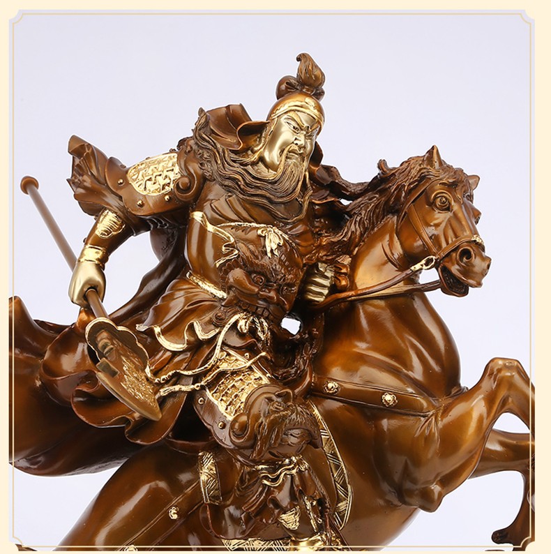 唐迹纯铜骑马关公像武财神关二爷家居办公室装饰品摆件