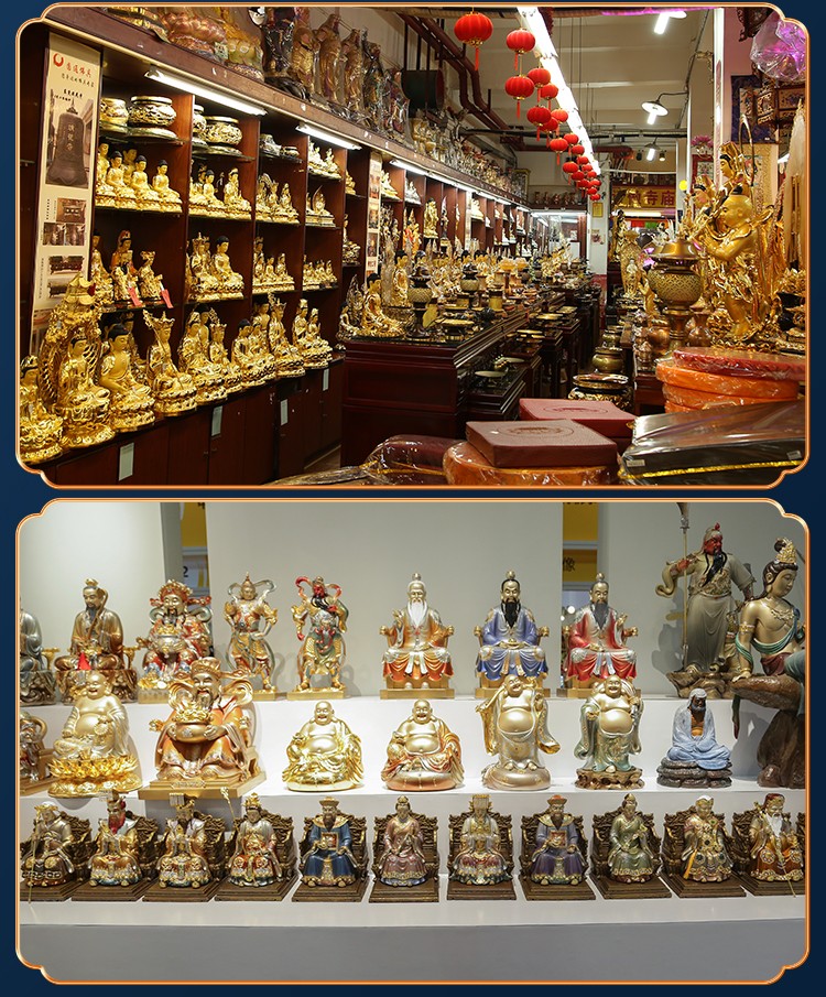 盛凡 台湾铜雕地藏王佛像供奉九华山地藏王菩萨家用地藏菩萨站像佛