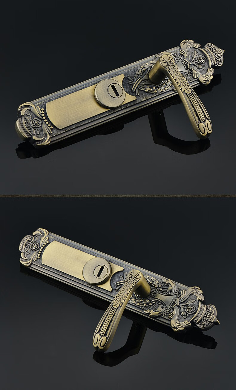 格林美域欧式大门锁纯铜防盗门锁套装全铜子母门入户实木门锁假锁颜色