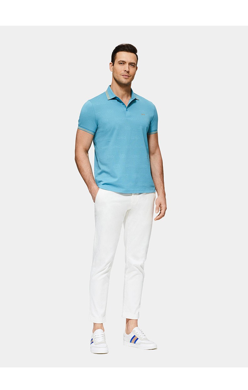 zero零度男装商务休闲短袖2022夏季新款polo领男士上衣百搭舒适 浅