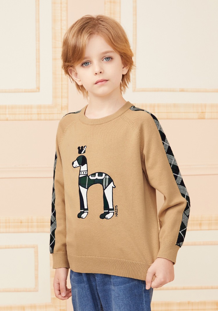 哈吉斯hazzys童装男童线衣儿童套头线衫毛衣秋新品针织衫中大童简约套