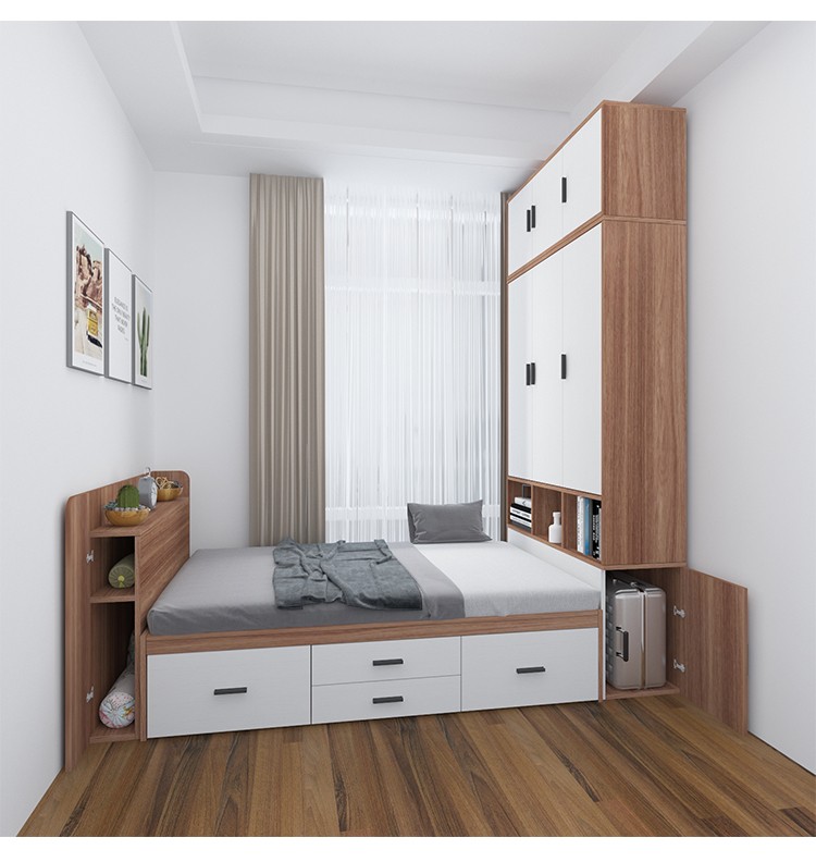 平子集榻榻米床多功能储物床衣柜一体小户型次卧床柜组合可改尺寸浮雕