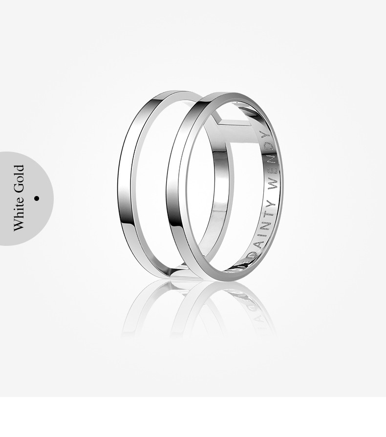 daintywendy等我系列情侣戒指女玫瑰金双色双环素圈对戒网红冷淡风