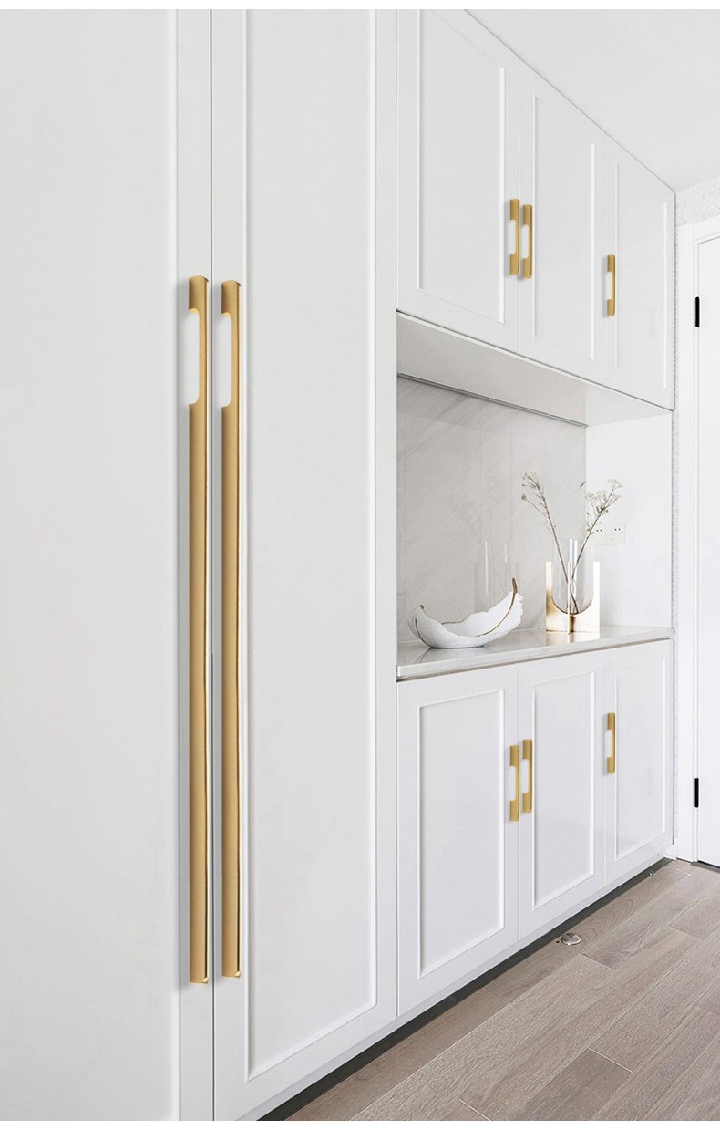 现代简约衣柜长拉手轻奢抽屉鞋柜书柜橱柜门铝合金拉手铝白色总长1米