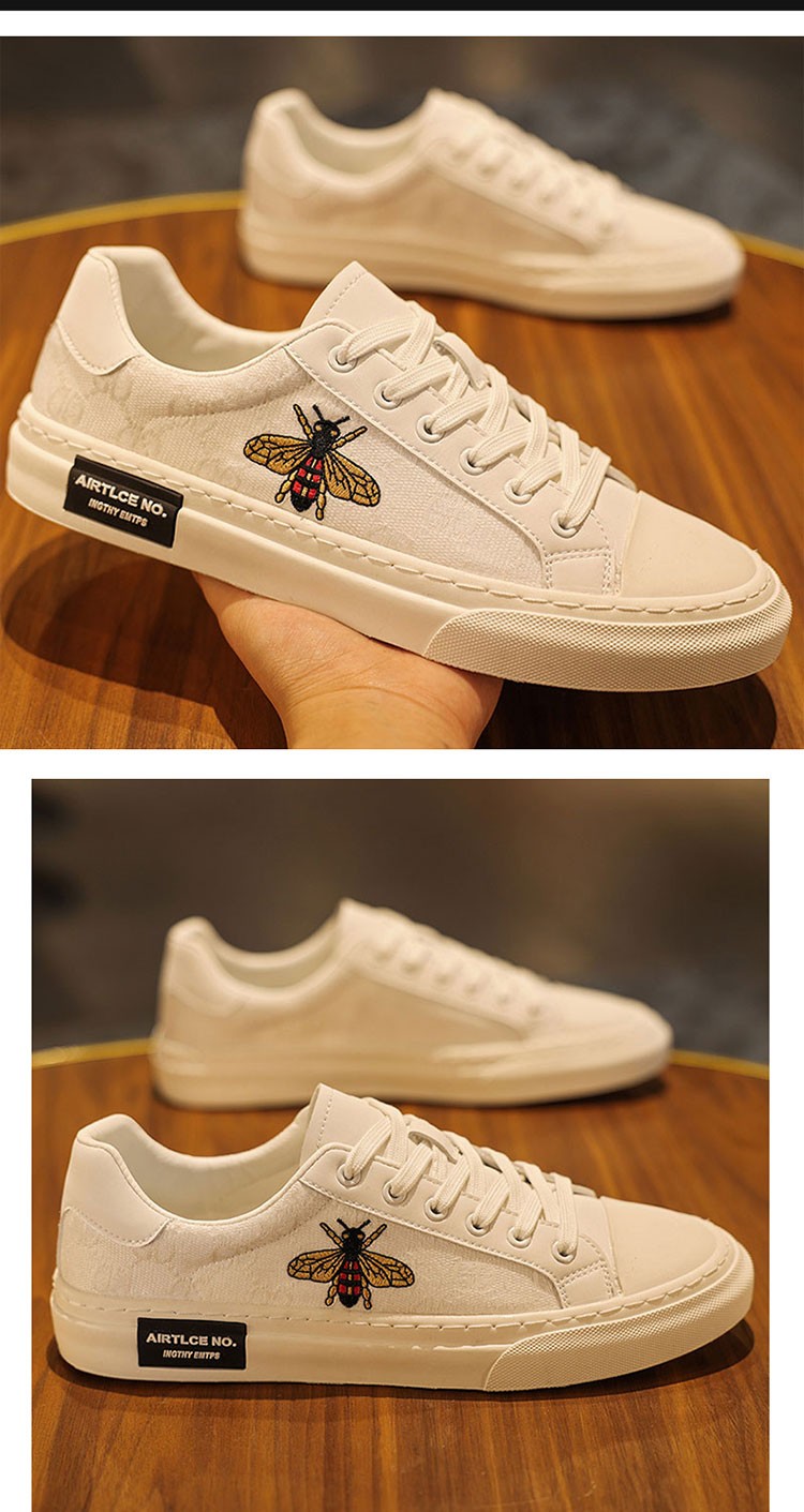 abidais/艾彼黛施轻奢品牌休闲鞋小蜜蜂小白鞋男鞋2022新款百搭潮牌