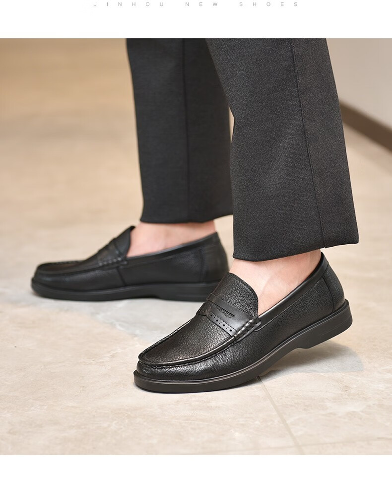 金猴官方男鞋2022秋季新款时尚套脚休闲皮鞋软底舒适商务休闲鞋男 q2