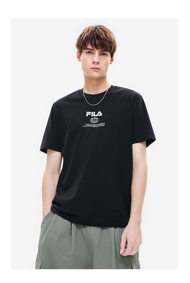 【fila世界公民】斐乐官方男子短袖t恤2022秋季新款宽松圆领简约百搭