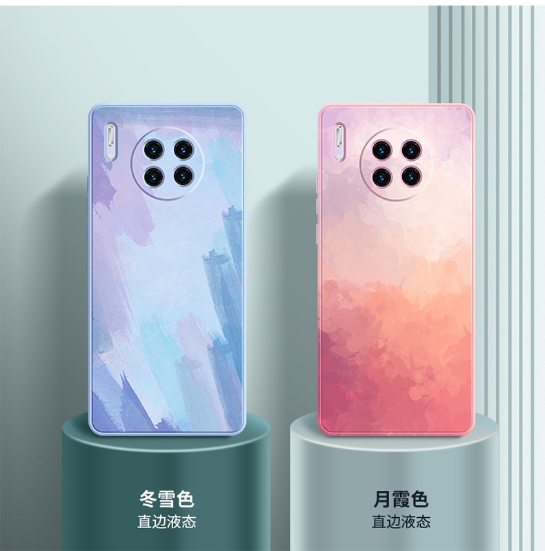 萢萢鸟华为mate30手机壳全包高端防摔mate30pro水彩液态硅胶壳简约