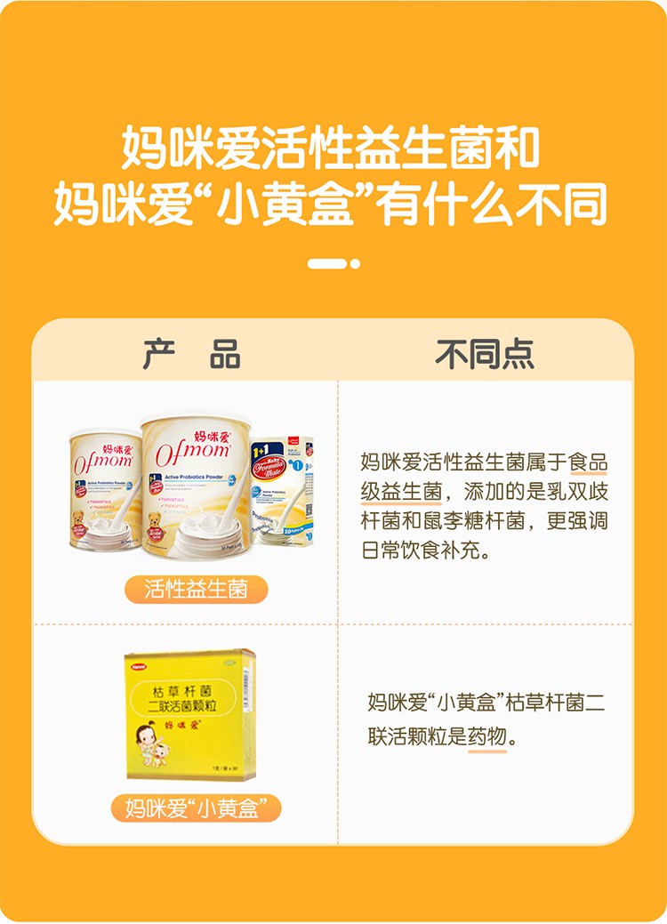 ofmom妈咪爱 益生菌婴幼儿宝宝儿童食品级益生菌 益生元30支/罐 儿童