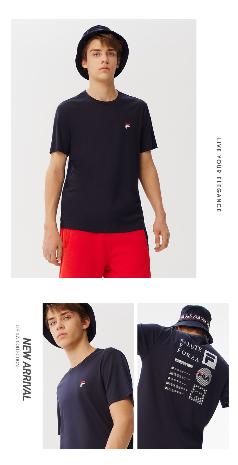 fila斐乐男装white line系列官方男子短袖2021春季新款经典圆领logo