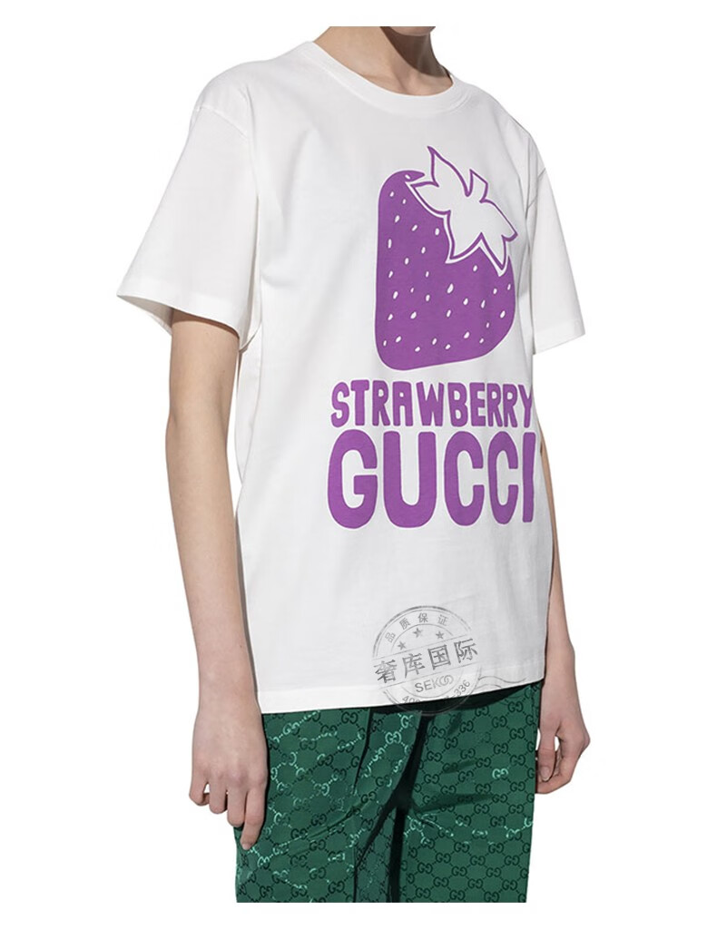 gucci古驰男女同款logo印花时尚休闲圆领短袖t恤548334xjdwg9275白色