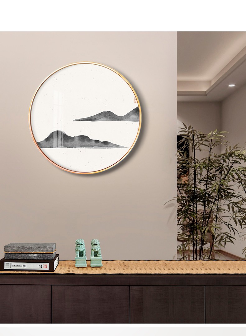 佳得雅圆形玄关装饰画静心字画新中式客厅办公室书房茶室挂画禅意中国