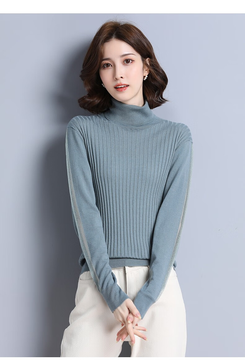 筱娅100%纯羊毛衫女时尚春秋高领打底衫2022年新款内搭针织衫上衣洋气