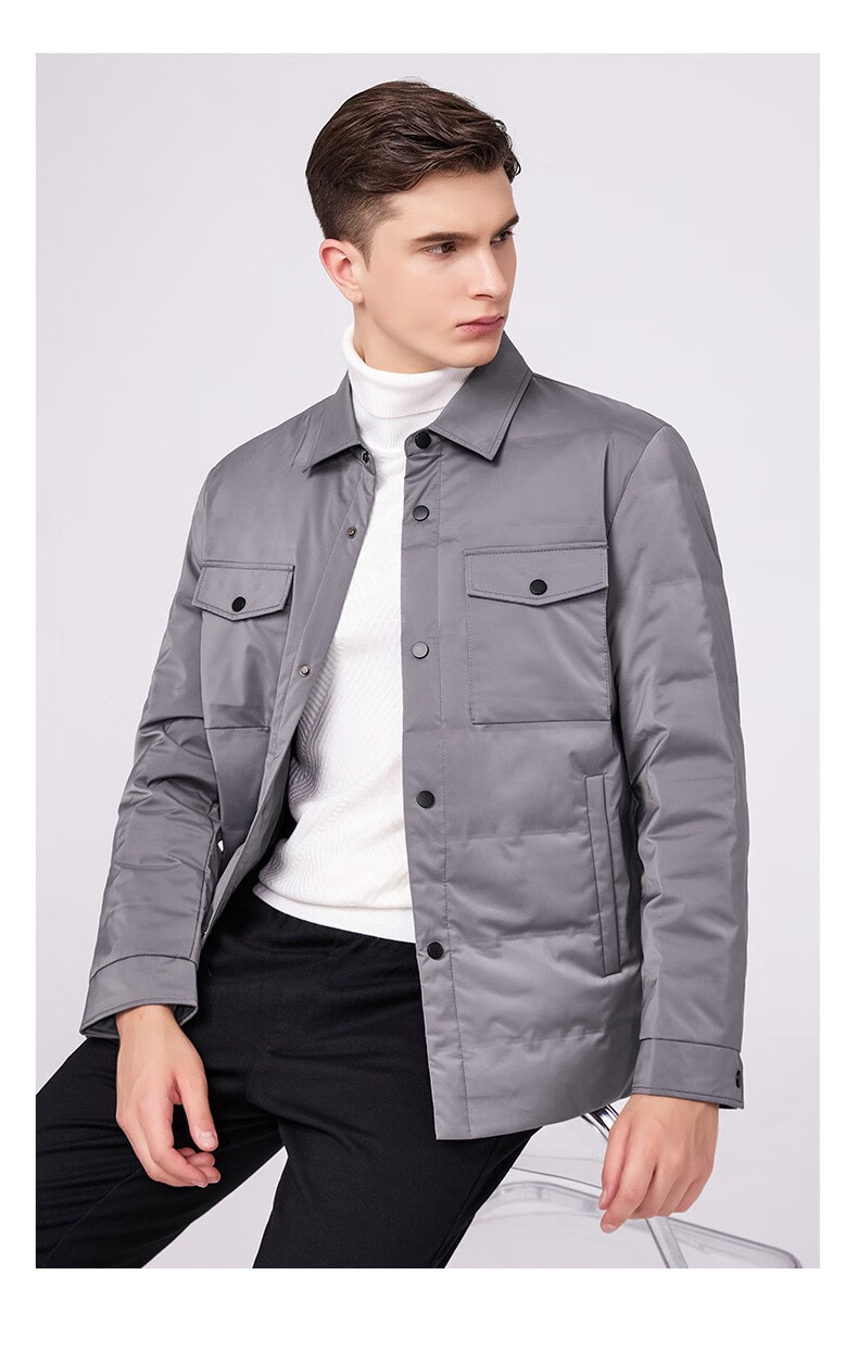 斯得雅(stava)轻薄男装羽绒服翻领中青年纯色短款显瘦羽绒服男