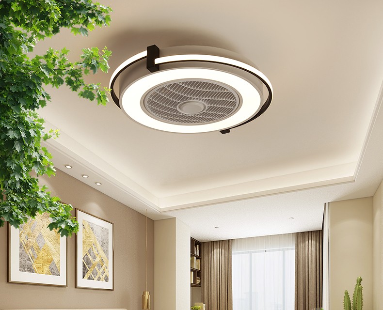 梵帝登后现代简约北欧隐形吊顶儿童房电灯风扇灯餐厅灯具带灯吊扇灯