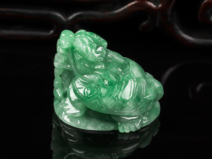 珠宝严选唯玉美翡翠龙龟小摆件玉石坠a货珠宝玉器附鉴定证书送爱人