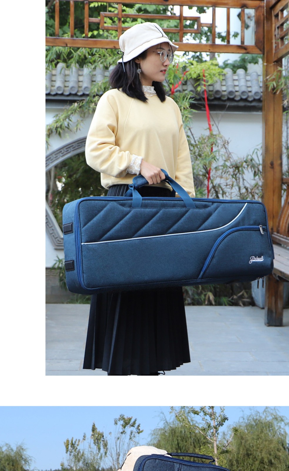 jinchuan古筝套袋古筝包可肩背古筝琴包滑轮式古筝袋子便携式用包蓝色