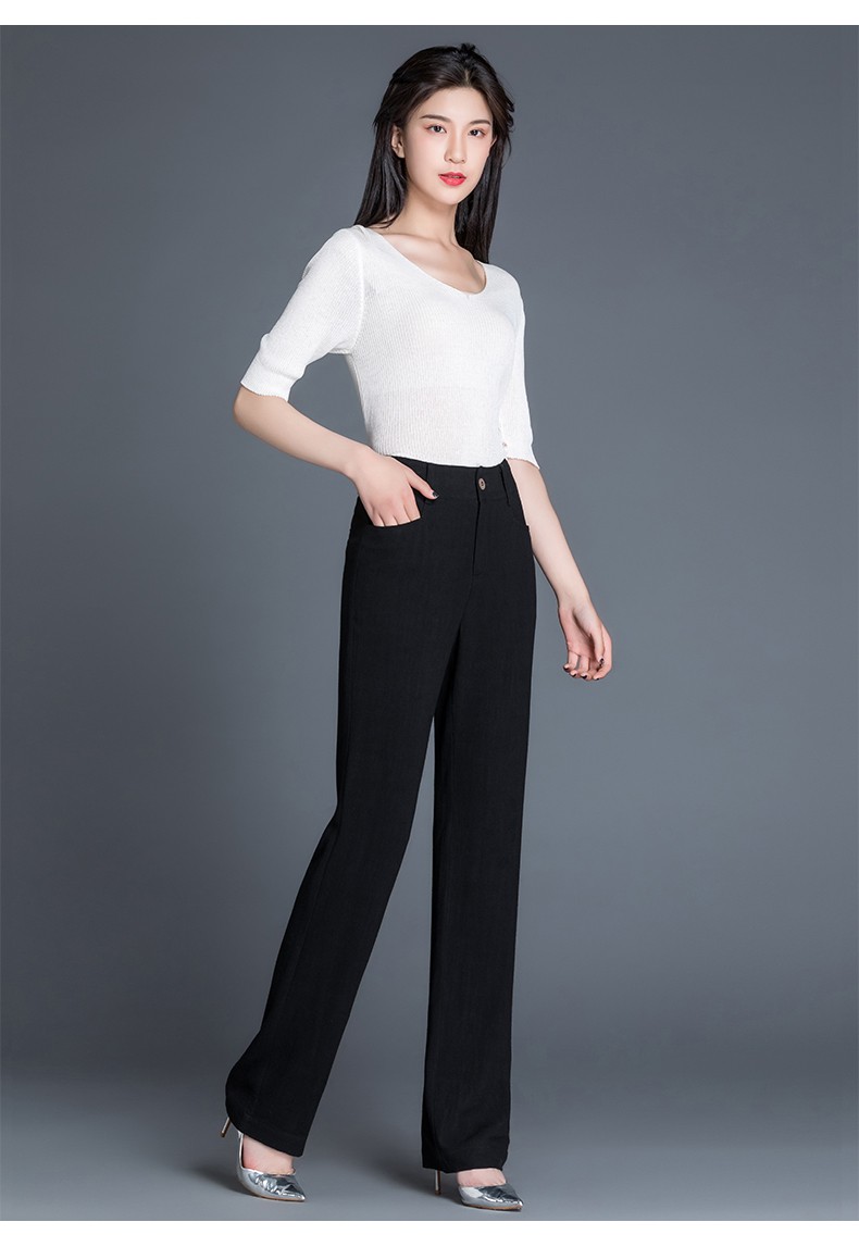 梦舒雅女裤 亚麻休闲裤女2022夏季新款垂感薄款宽松高腰棉麻裤长裤子