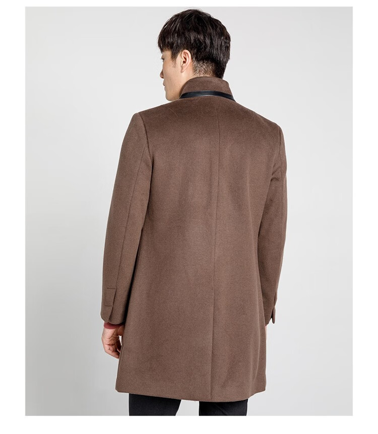braun buffel/布兰施秋冬款羊毛大衣毛呢外套男防寒保暖国风男装 驼色