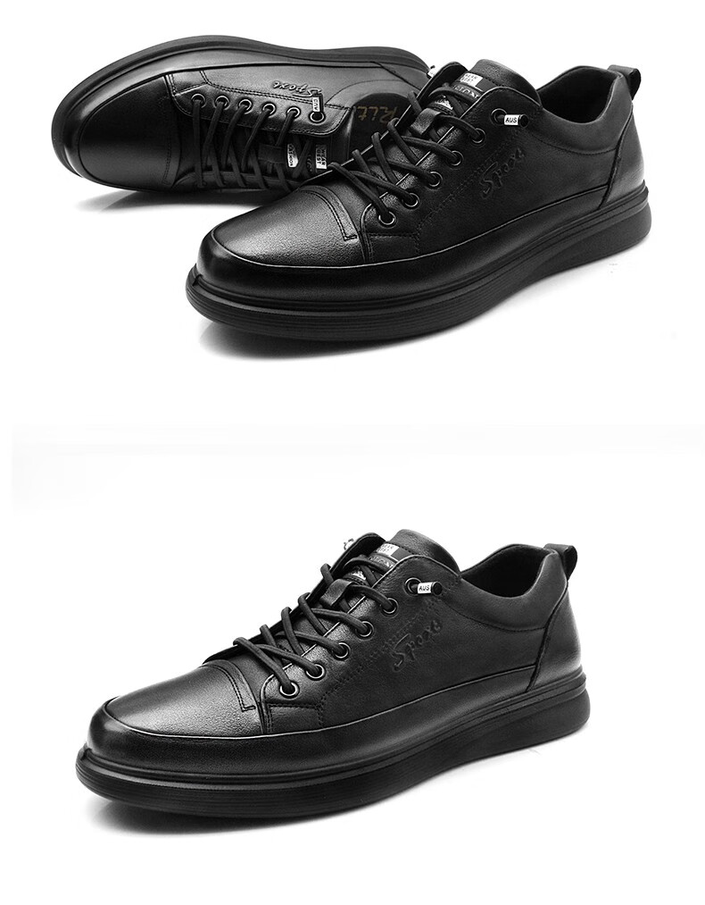 日泰皮鞋男2022秋季新款软底软面真皮透气系带黑色防滑商务休闲运动